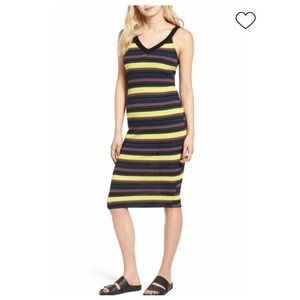 Splendid Striped Midi Dress Size X-Large Yellow